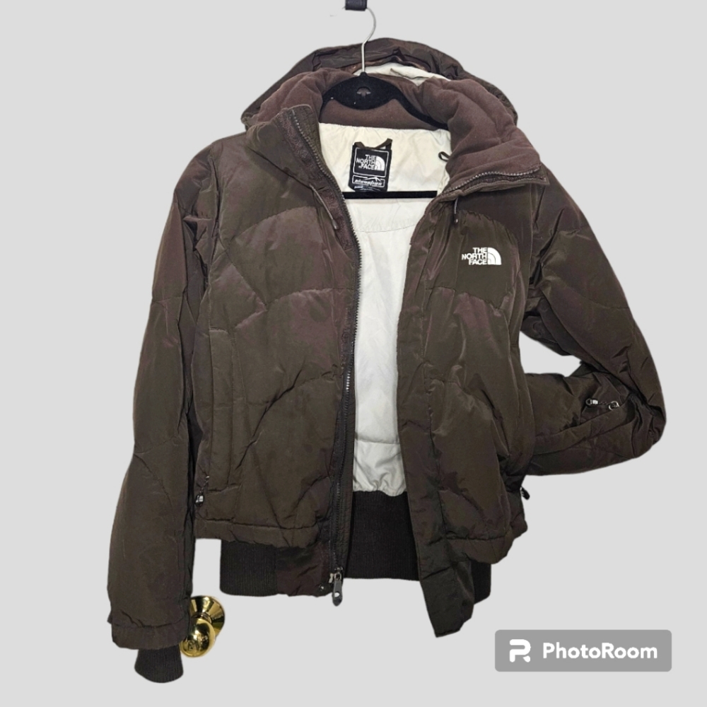 The North Face 600 Brown Bomber/Puffer Goose Down Fill  W/Detachable Hood Sz M